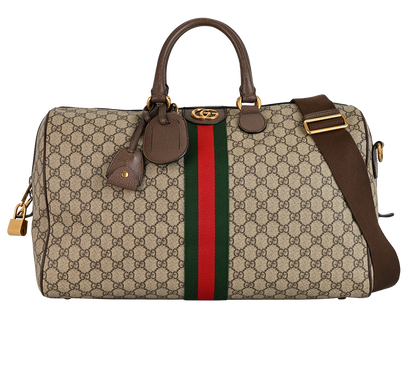 Medium Savoy Duffle Bag, &pound;595, Handbags, Beige/Brown, Canvas, Front view